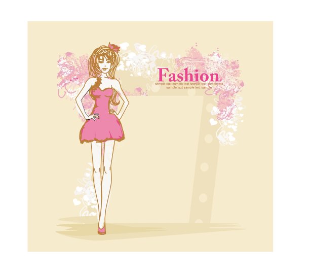 穿着短裙，戴着花的时髦女孩图片下载