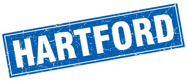 哈特福德蓝色方形垃圾复古孤立邮票图片下载