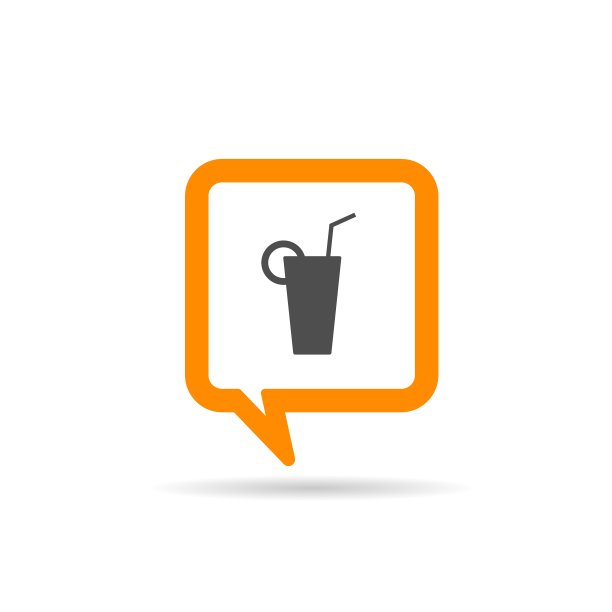 方形的橙色语音泡泡和一杯果汁图片下载