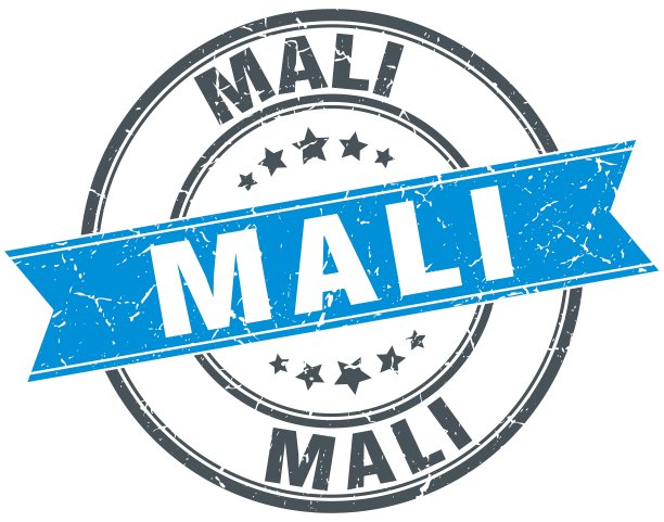 马里蓝色圆形垃圾复古缎带邮票图片下载