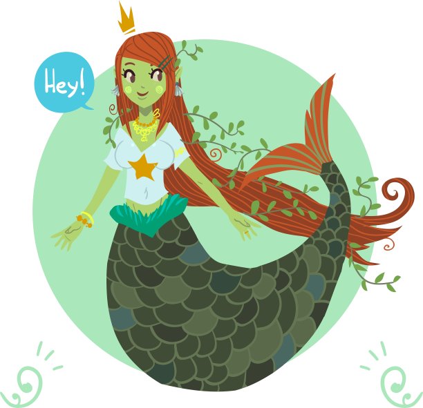 卡通扁可爱的美人鱼公主图片下载