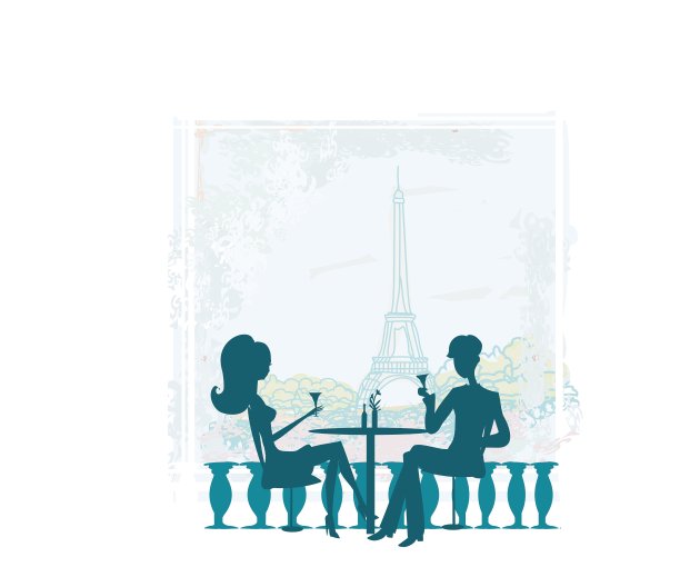 年轻夫妇调情和喝香槟在巴黎图片下载