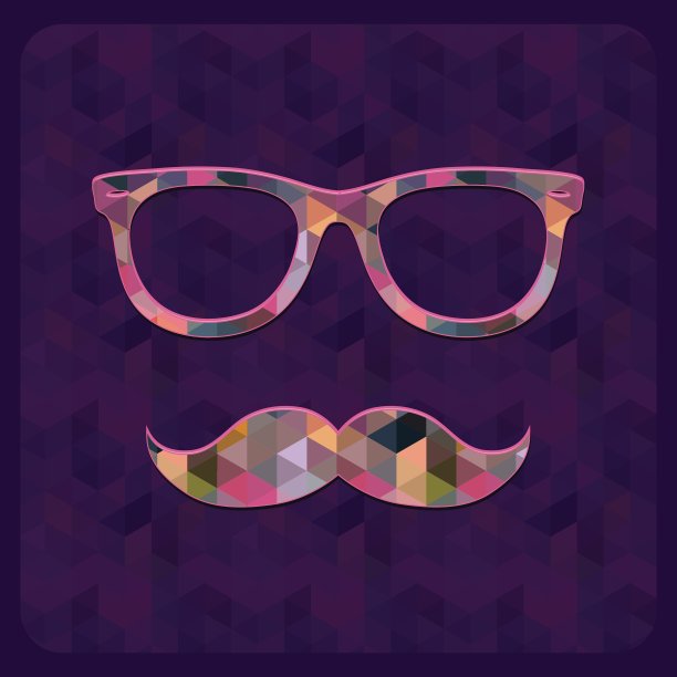 嬉皮士图标与几何Grunge背景图片下载