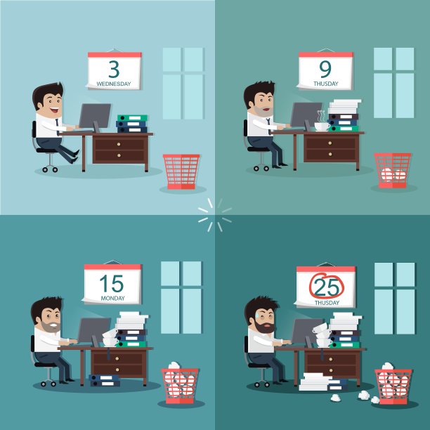 Deadline设计概念Flat Interior Man图片下载