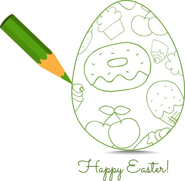 复活节快乐铅笔画的蛋好可爱图片下载