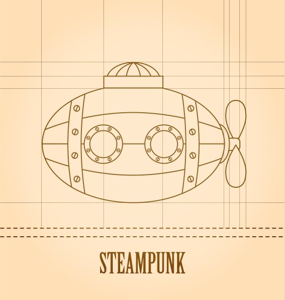 蒸汽朋克背景潜艇图片下载