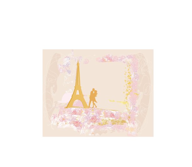 一对浪漫的巴黎情侣在埃菲尔铁塔附近接吻图片下载