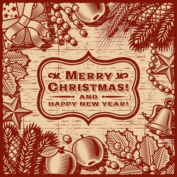 圣诞复古卡片图片下载