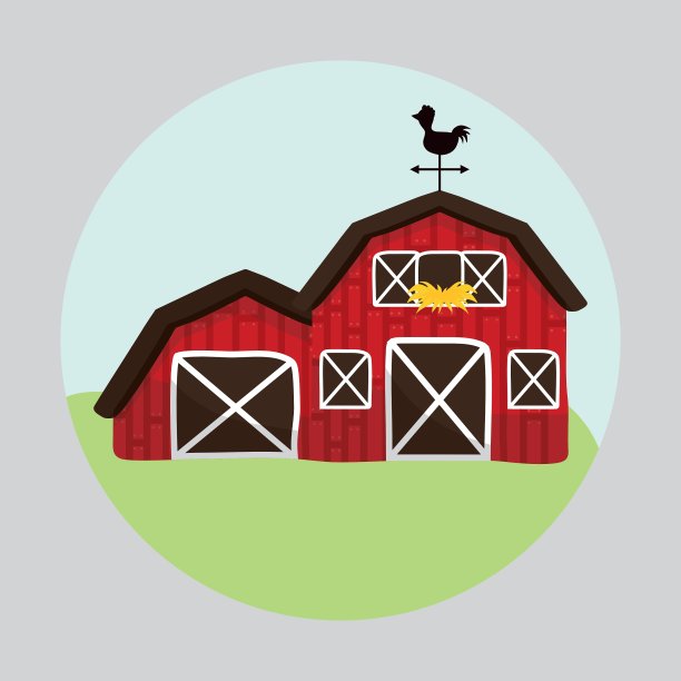 农场设计动物图标白色背景图片下载