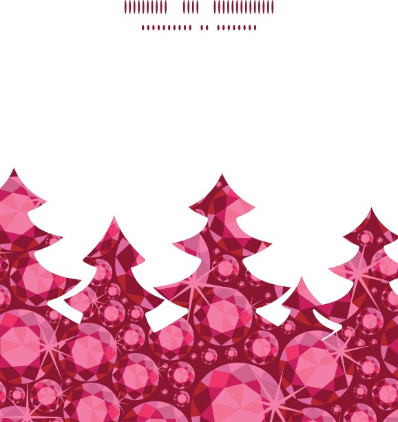 红宝石圣诞树剪影图案框架卡图片下载