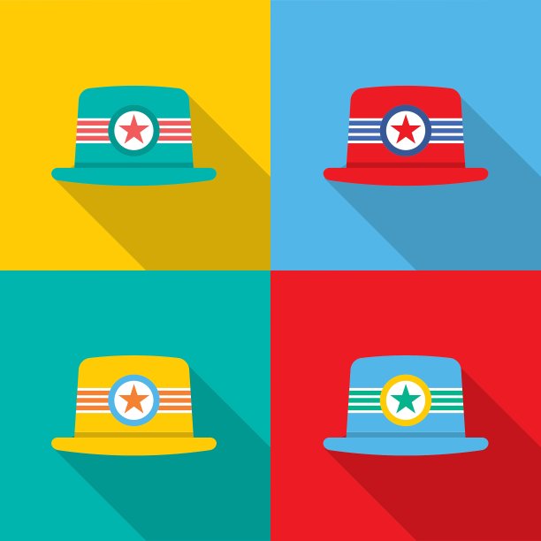 一套彩色背景的帽子图片下载