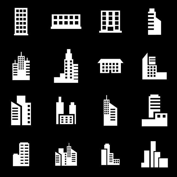 白色建筑图标合集图片下载