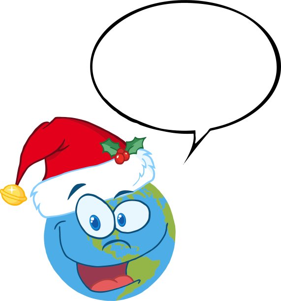 有圣诞老人帽子的地球卡通图片下载