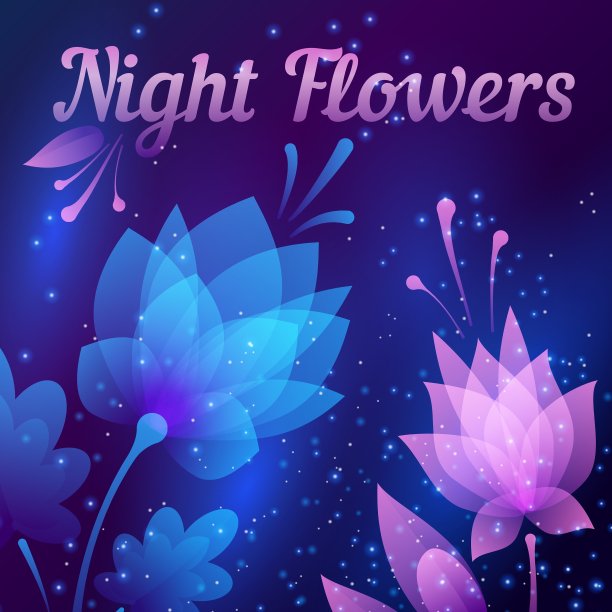 美丽的未来夜花抽象卡片图片下载