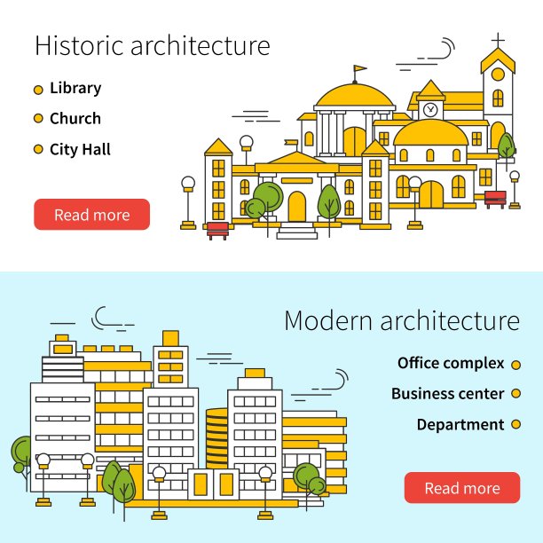 建筑线条横幅套装图片下载