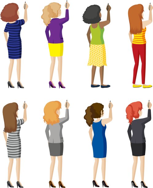 八个女孩在墙上写字图片下载