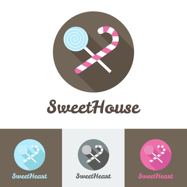 平面现代糖果店或咖啡馆的标志图片下载