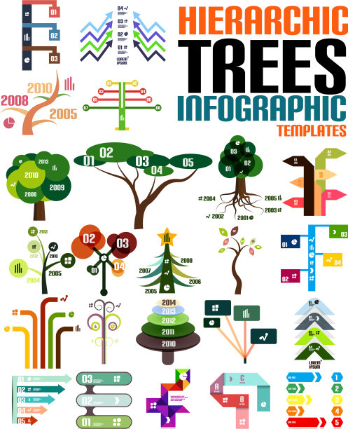 层次树信息图模板集图片下载