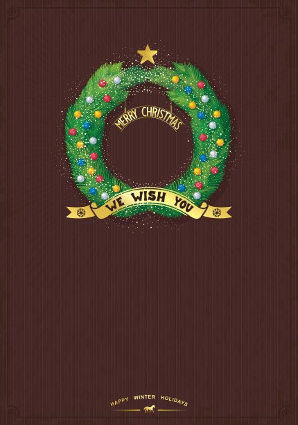 为圣诞节祝福的老式卡片模板图片下载