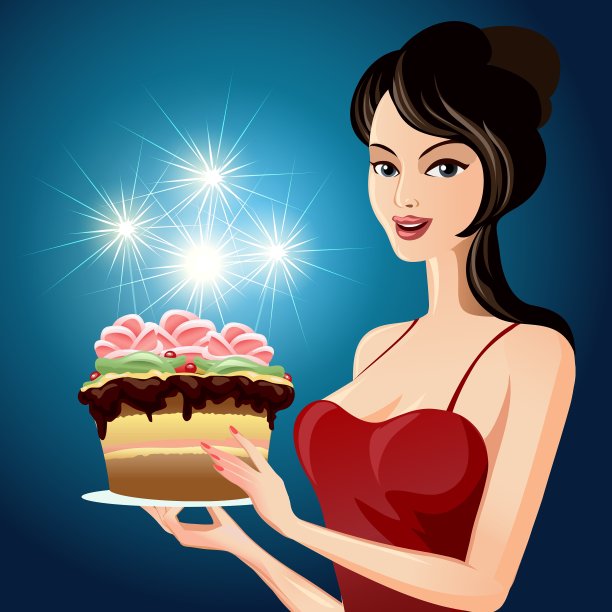 拿着派的女孩图片下载