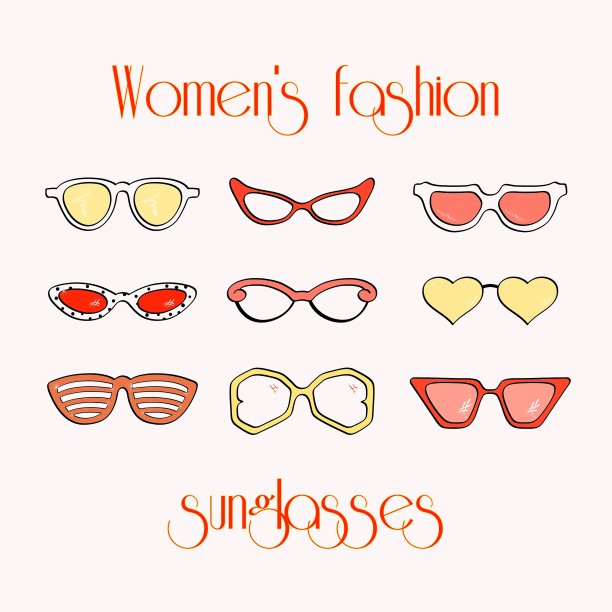 女性时尚孤立太阳镜套装图片下载