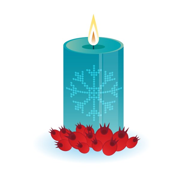 用雪花点燃圆蜡烛图片下载