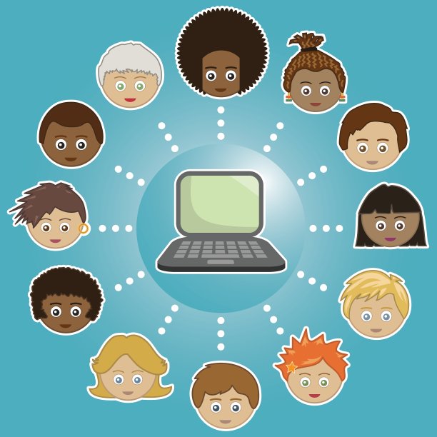 用电脑与孩子们联网图片下载