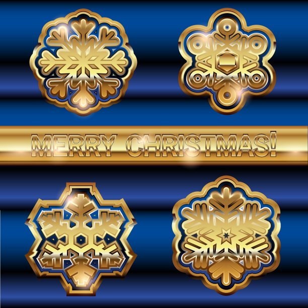 圣诞快乐金色雪花背景图片下载