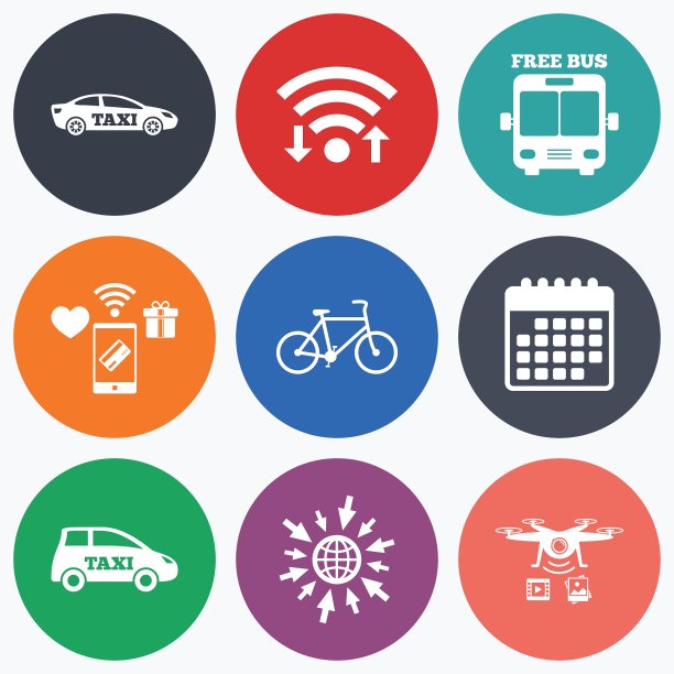 公共交通标志免费巴士和自行车标志图片下载