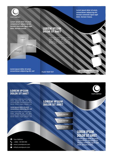 摘要波浪三折宣传册模板图片下载