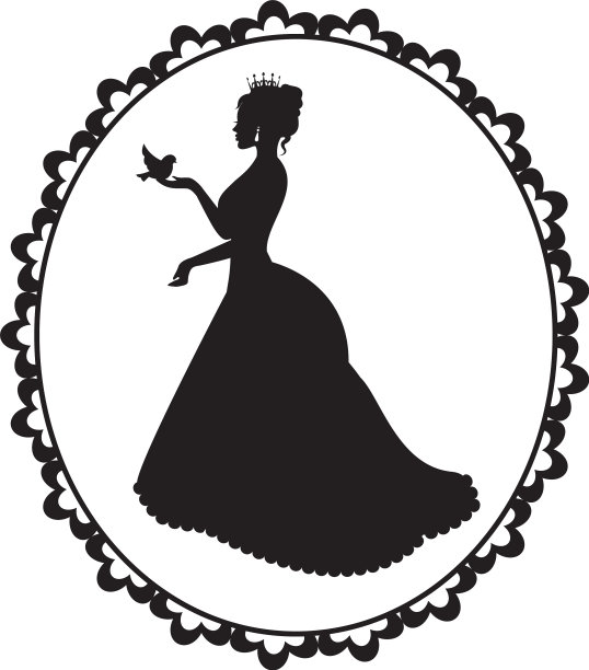 公主和一只鸟在古董框里图片下载