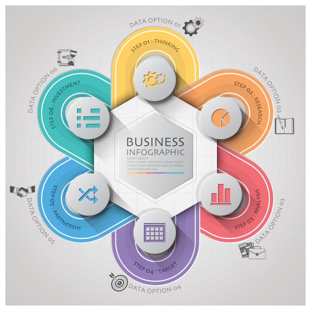 商业信息图与编织曲线圆图片下载