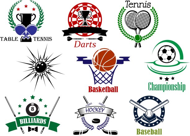 运动标志和标志与纹章设计图片下载