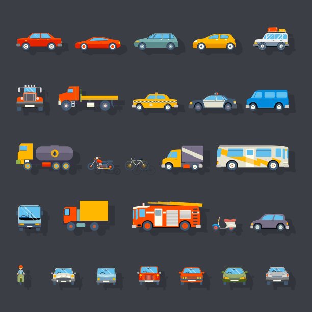 时尚复古车线图标设置隔离图片下载