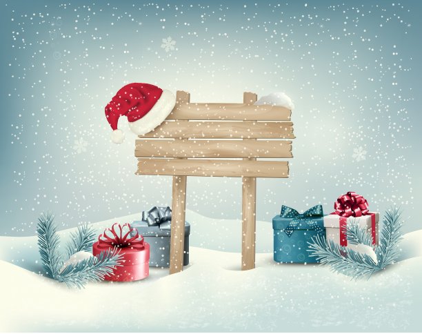 圣诞冬季背景与礼物图片下载