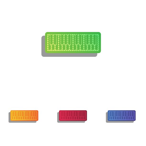 钢琴键盘标志彩色贴花图标集图片下载