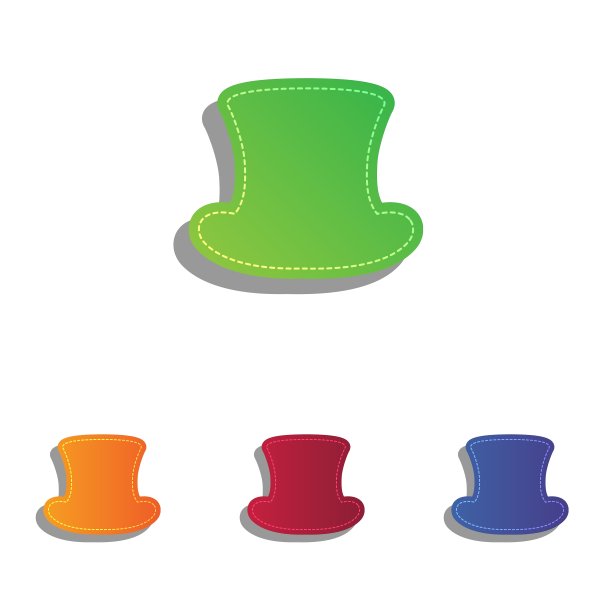 大礼帽标志彩色贴花图标集图片下载