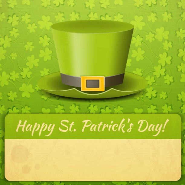 帕特里克日卡片绿帽子图片下载