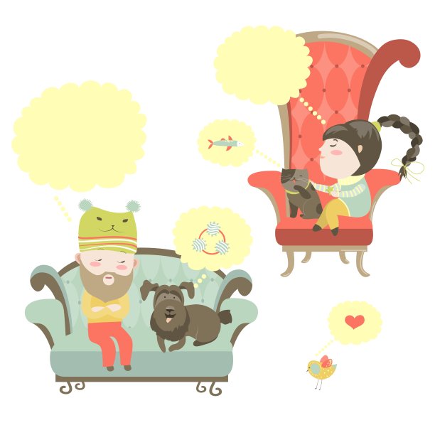 人们和他们的宠物说话泡泡图片下载