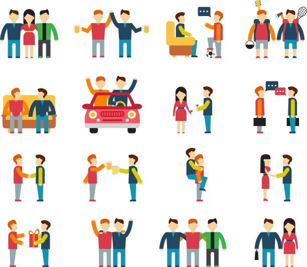 朋友关系和友好的社会团队平图片下载