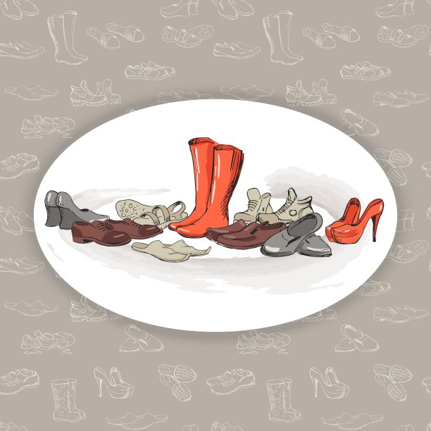 手绘各种不同款式的鞋图片下载