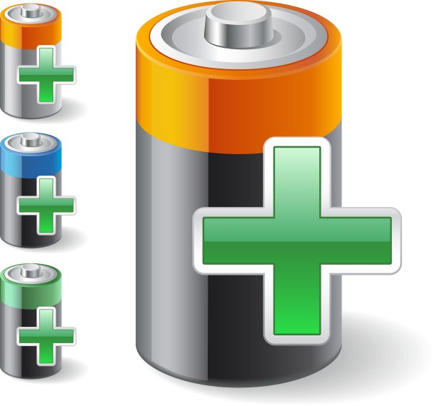 添加绿色+电池图标图片下载