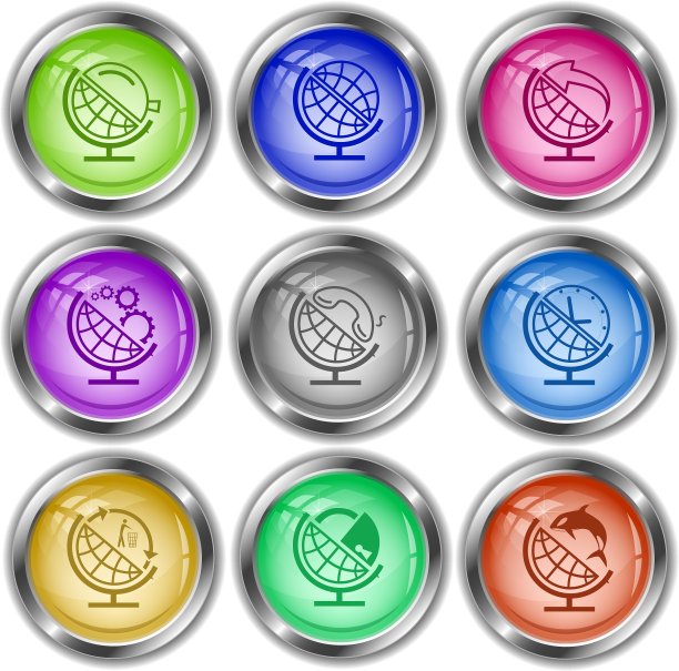 地球仪，放大镜，箭头，齿轮，还有图片下载