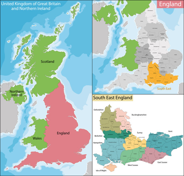英格兰东南部地图图片下载