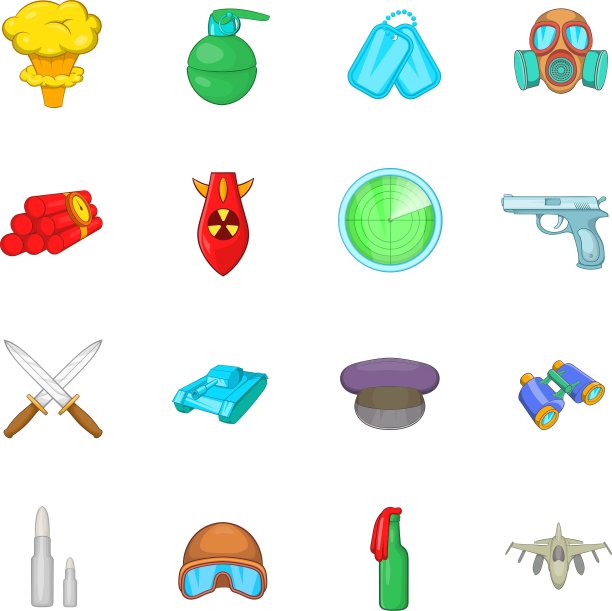 战争图标设置卡通风格图片下载