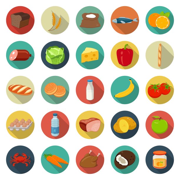 食物和饮料图标设置平面设计图标图片下载