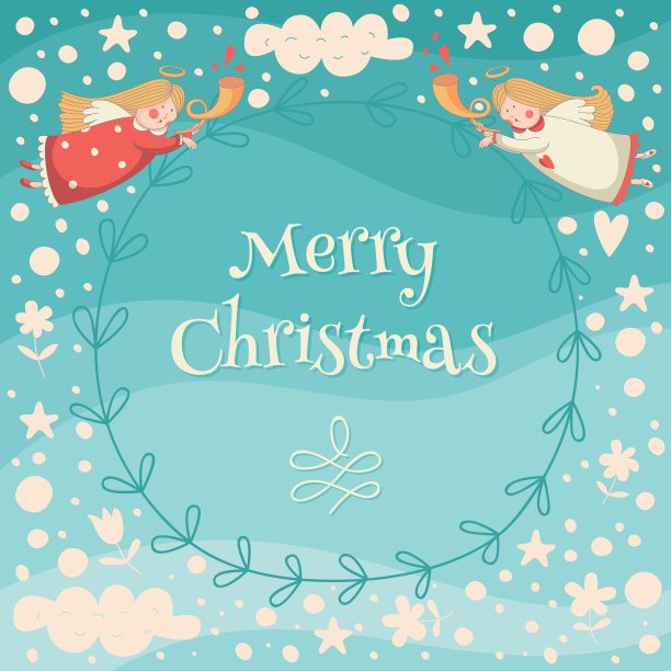 文本框架与两个天使图片下载