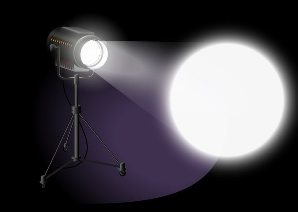 聚光灯把一个亮点照在墙上图片下载