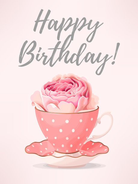 贺卡和玫瑰在茶杯里图片下载