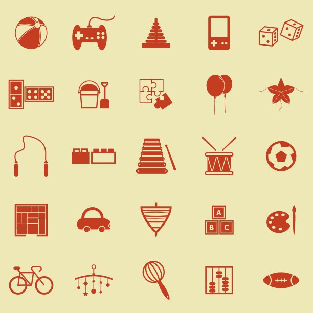 黄色背景上的玩具颜色图标图片下载